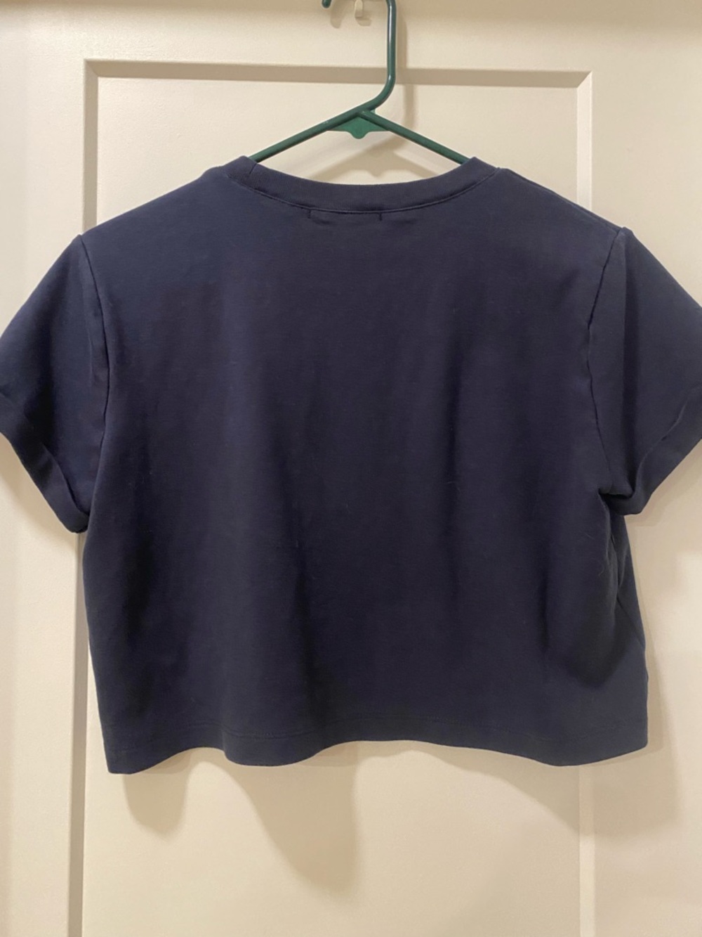 Gazer Navy Boxy Cropped Crew 100% Cotton Tee - Picture 3 of 4